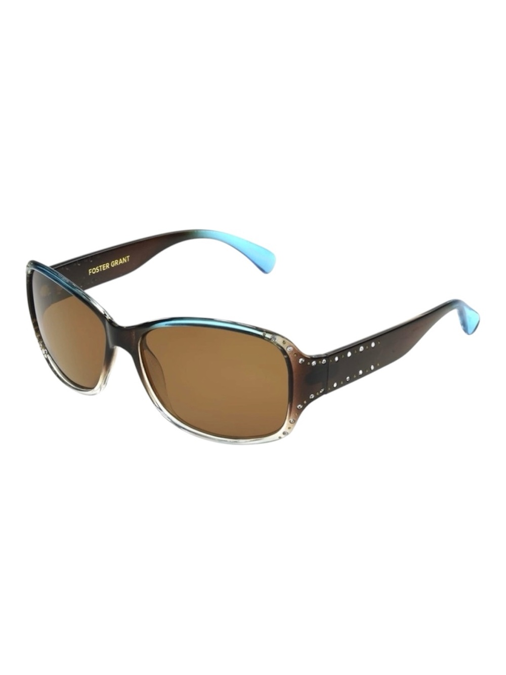 Foster Grant Women's Rectangle Turquoise Brown Fashion Sunglasses - NWT